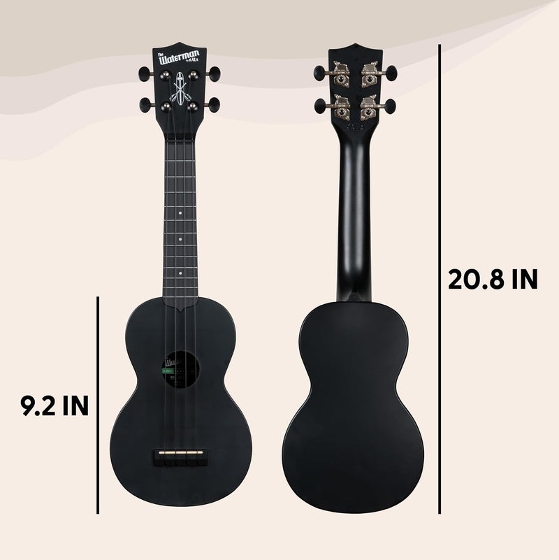 Kala Recycled Soprano Waterman Ukulele Durable, Travel-Ready Instrument - Black Sand - Image 3